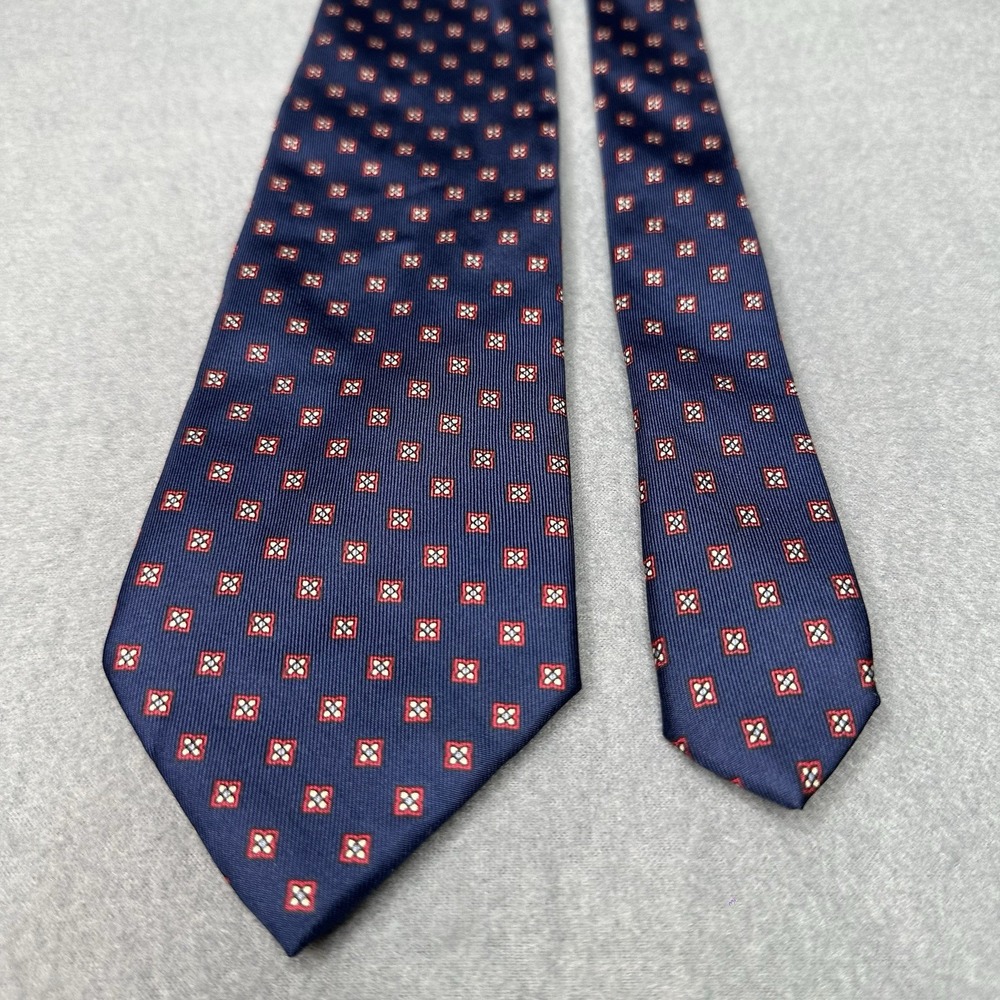 Christopher Hayes Men Tie Necktie Red Blue‎ Floral 100% Silk 59" L